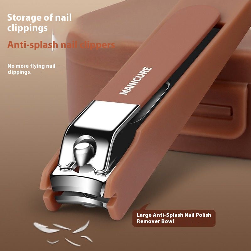 Premium Splash-Proof Nail Clipper Set – Portable Full Manicure Kit with Anti-Splash Guard & Stainless Steel Tools