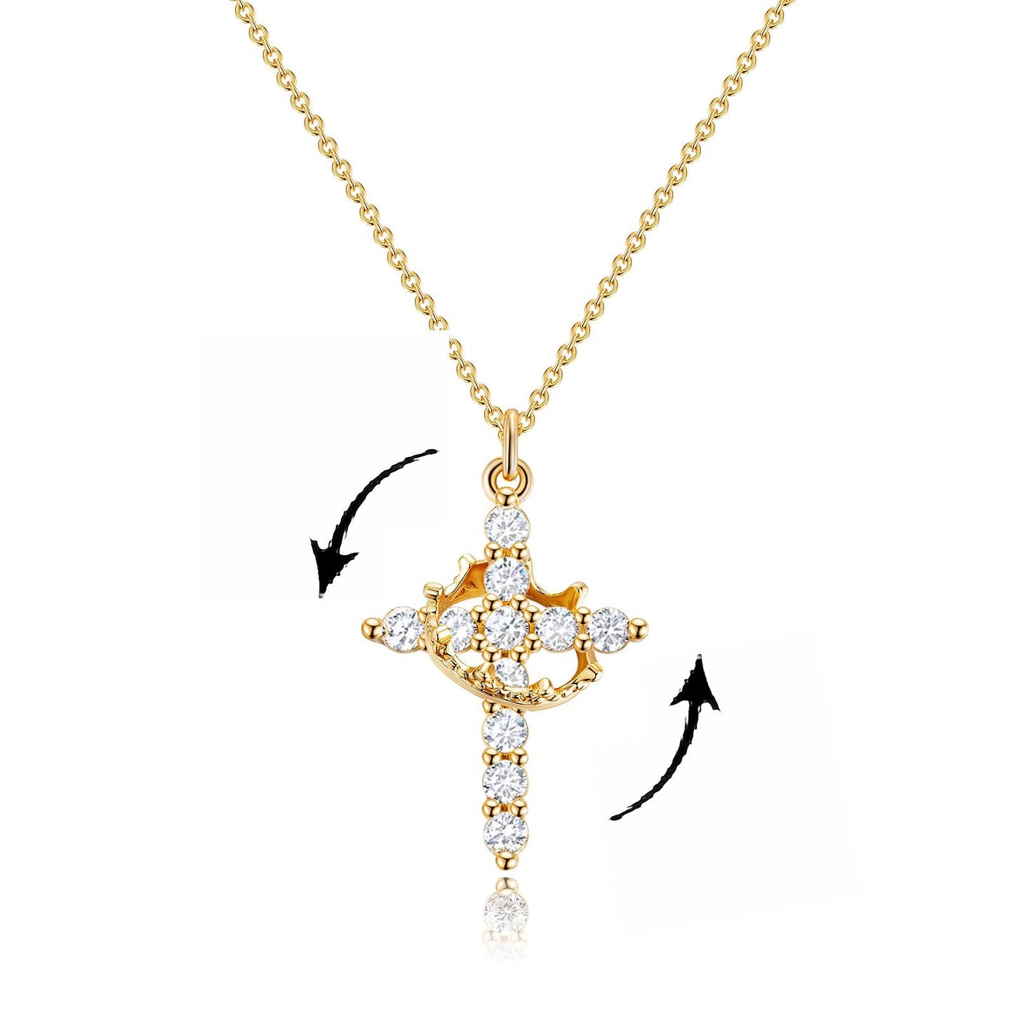 Elegant Crown Cross Necklace - Stylish Pendant for Men and Women