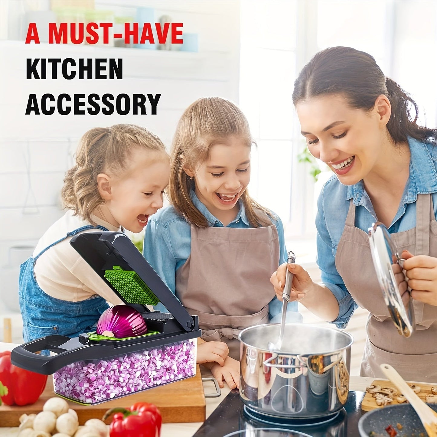16-in-1 Multifunction Vegetable Chopper with Container – Onion, Carrot & Vegetable Dicer