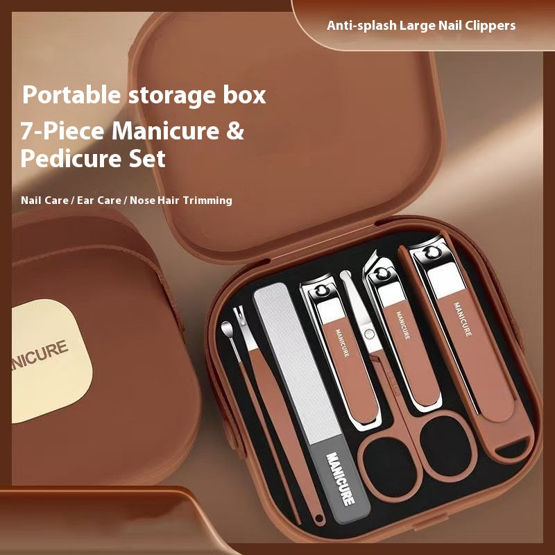 Premium Splash-Proof Nail Clipper Set – Portable Full Manicure Kit with Anti-Splash Guard & Stainless Steel Tools