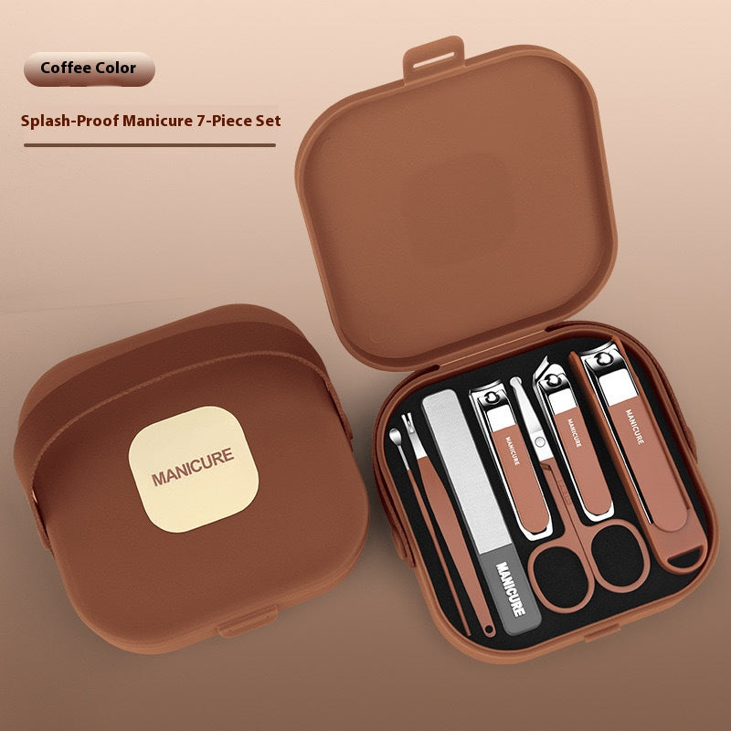 Premium Splash-Proof Nail Clipper Set – Portable Full Manicure Kit with Anti-Splash Guard & Stainless Steel Tools