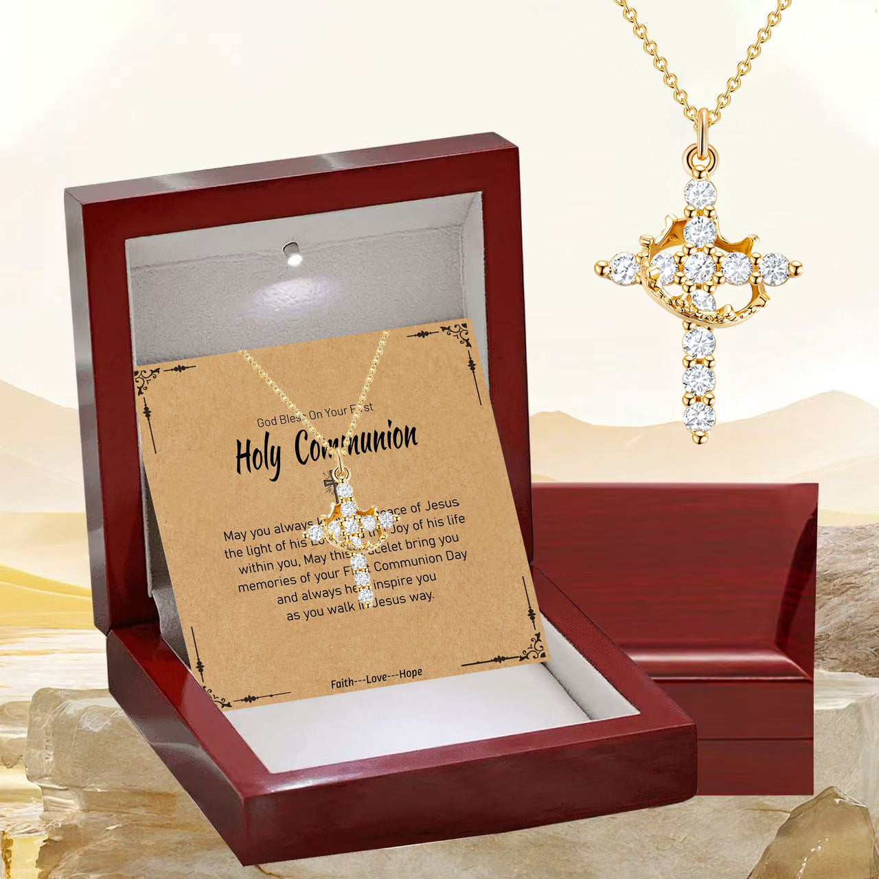 Elegant Crown Cross Necklace - Stylish Pendant for Men and Women