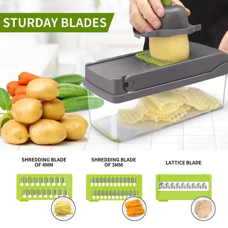 16-in-1 Multifunction Vegetable Chopper with Container – Onion, Carrot & Vegetable Dicer